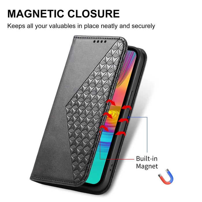 For Samsung Galaxy A16 5G / A16 4G Case Calf Texture PU Leather Phone Cover with Wallet - Black - 5