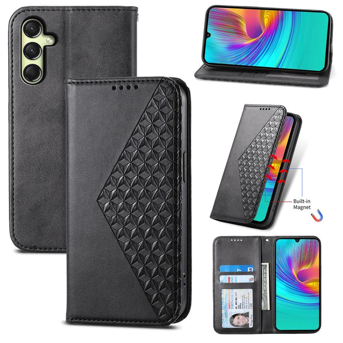 For Samsung Galaxy A16 5G / A16 4G Case Calf Texture PU Leather Phone Cover with Wallet - Black - 7