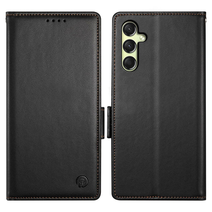 DF-010 For Samsung Galaxy A16 5G / A16 4G Stand Case PU Leather Wallet Phone Cover - Black - 1