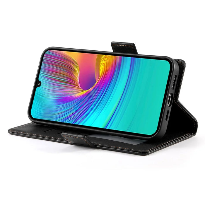 DF-010 For Samsung Galaxy A16 5G / A16 4G Stand Case PU Leather Wallet Phone Cover - Black - 3