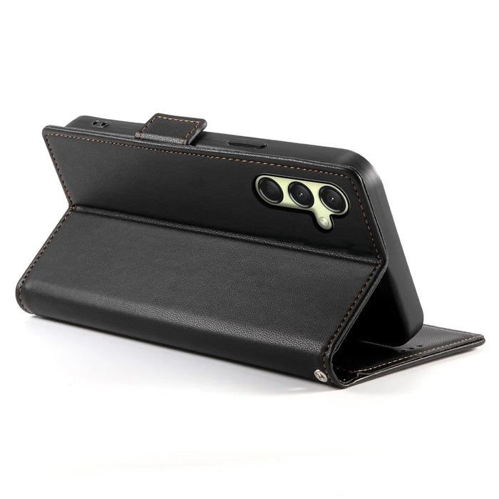 DF-010 For Samsung Galaxy A16 5G / A16 4G Stand Case PU Leather Wallet Phone Cover - Black - 4