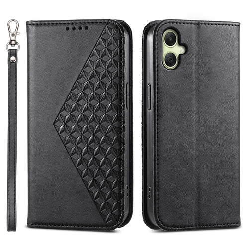 For Samsung Galaxy A06 4G Case Calf Texture PU Leather Phone Cover with Wallet - Black - 1