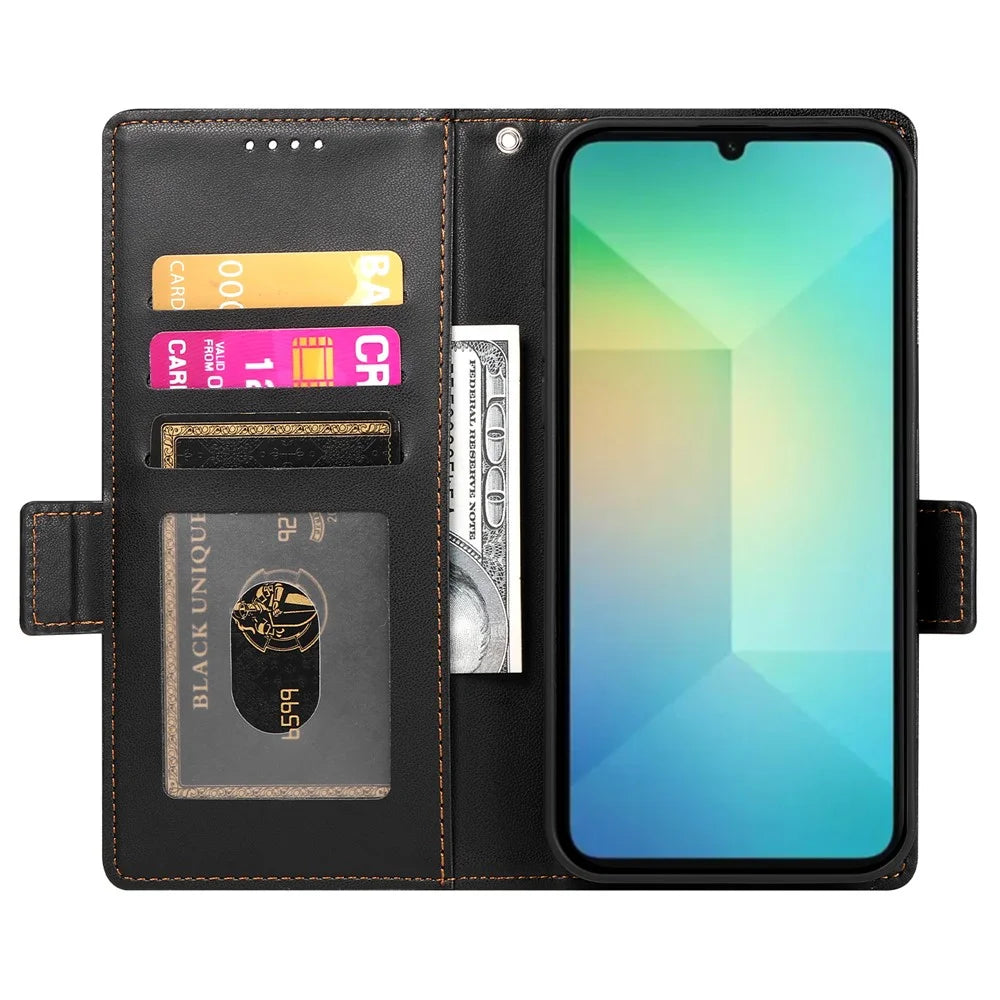 DF-010 For Samsung Galaxy A06 4G Stand Case PU Leather Wallet Phone Cover - Black - 2