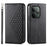 For Realme GT 6 5G Case Calf Texture PU Leather Phone Cover with Wallet - Black - 1