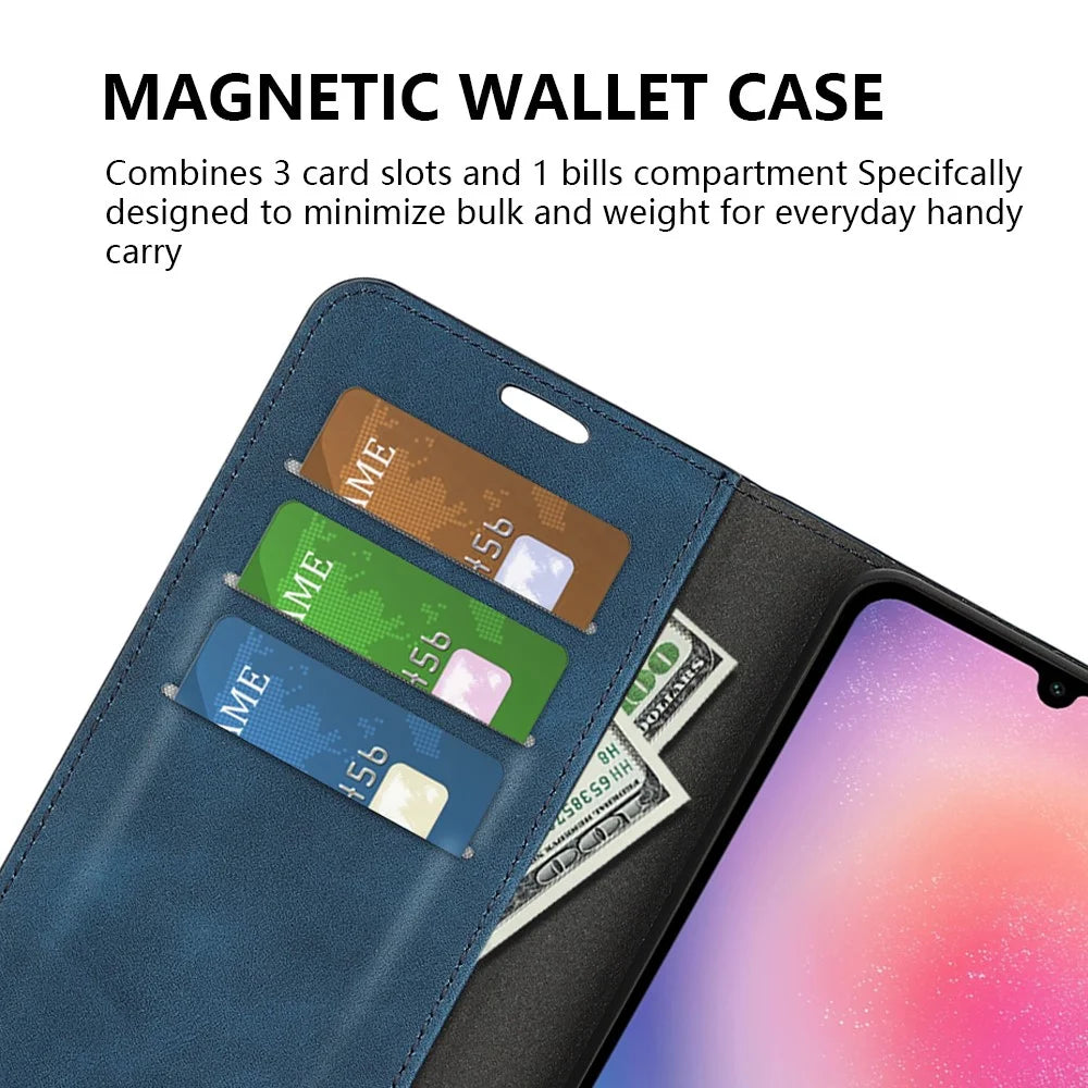 For Samsung Galaxy A16 5G / A16 4G Case Skin-Touch Leather Wallet Phone Cover - Blue - 4