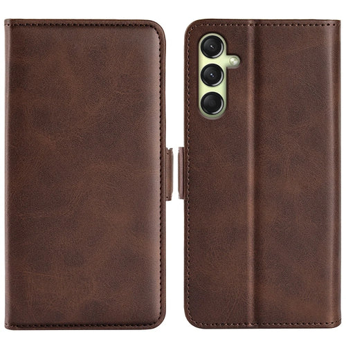 For Samsung Galaxy A16 5G / A16 4G Stand Case Calf Texture Leather Wallet Phone Cover - Brown - 1