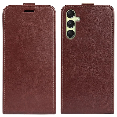 For Samsung Galaxy A16 5G / A16 4G Case with Card Slots Vertical Flip Leather Phone Cover - Brown - 1