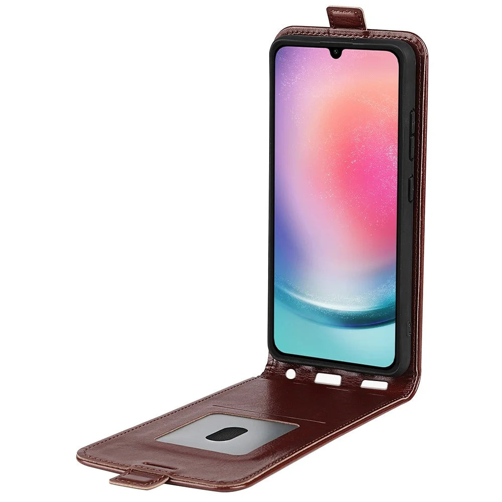 For Samsung Galaxy A16 5G / A16 4G Case with Card Slots Vertical Flip Leather Phone Cover - Brown - 2