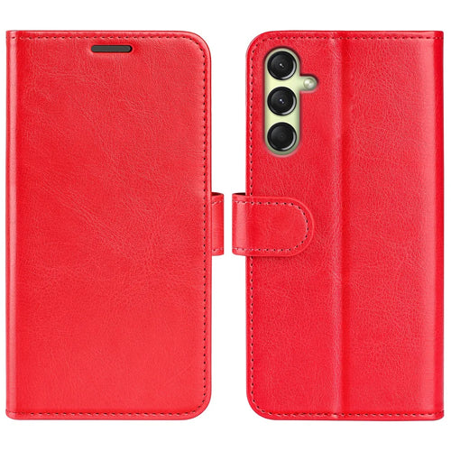 For Samsung Galaxy A16 5G / A16 4G Wallet Case Crazy Horse Texture Stand Leather Phone Cover - Red - 1