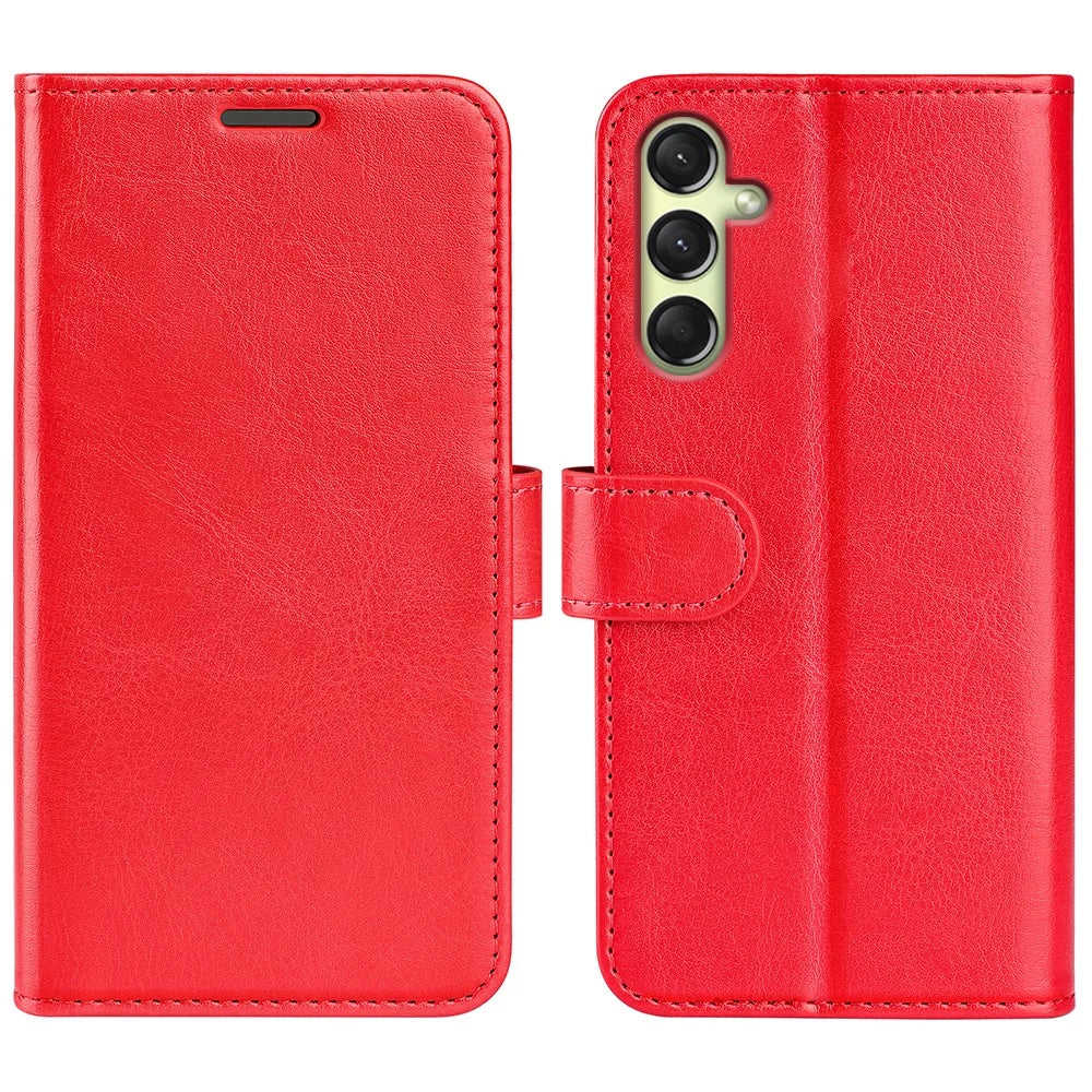 For Samsung Galaxy A16 5G / A16 4G Wallet Case Crazy Horse Texture Stand Leather Phone Cover - Red - 1