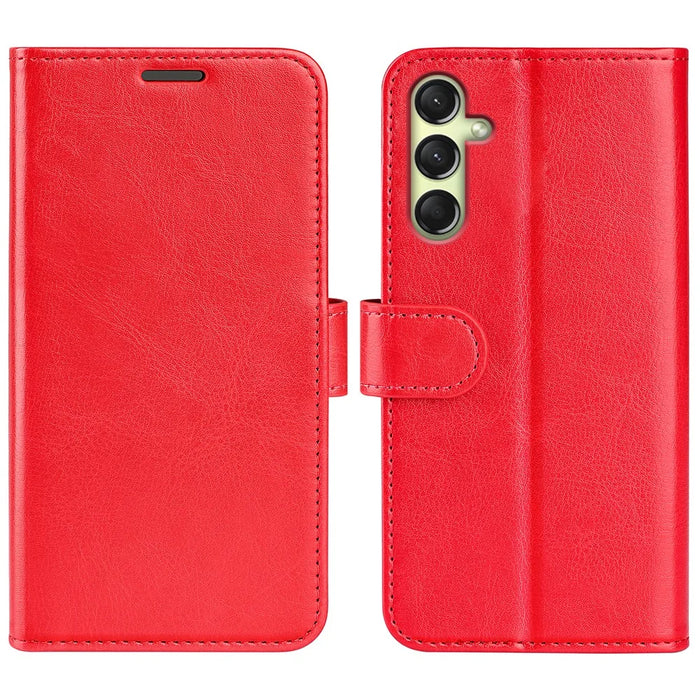 For Samsung Galaxy A16 5G / A16 4G Wallet Case Crazy Horse Texture Stand Leather Phone Cover - Red - 1