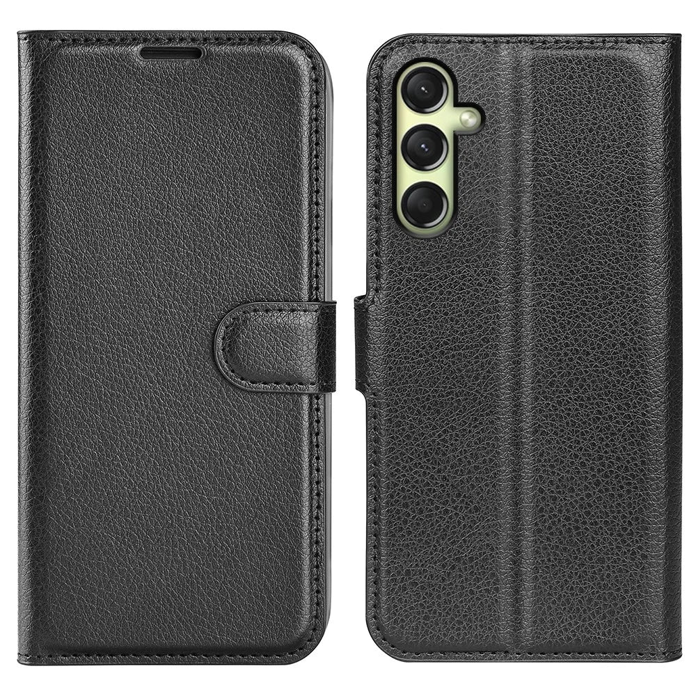 For Samsung Galaxy A16 5G / A16 4G Case Litchi Texture Shockproof Leather Wallet Phone Cover - Black - 1