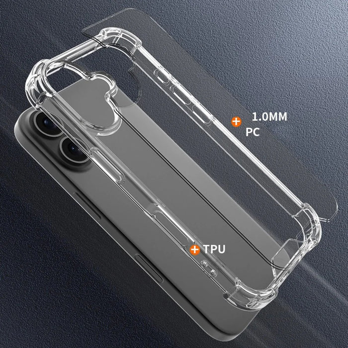 For iPhone 16 Plus Case Reinforced Corners TPU Frame + Acrylic Back Phone Cover - 6