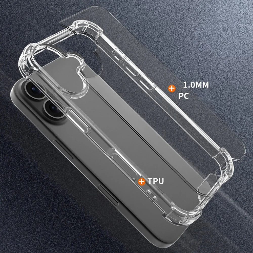 For iPhone 16 Case Reinforced Corners TPU Frame + Acrylic Back Phone Cover - 6