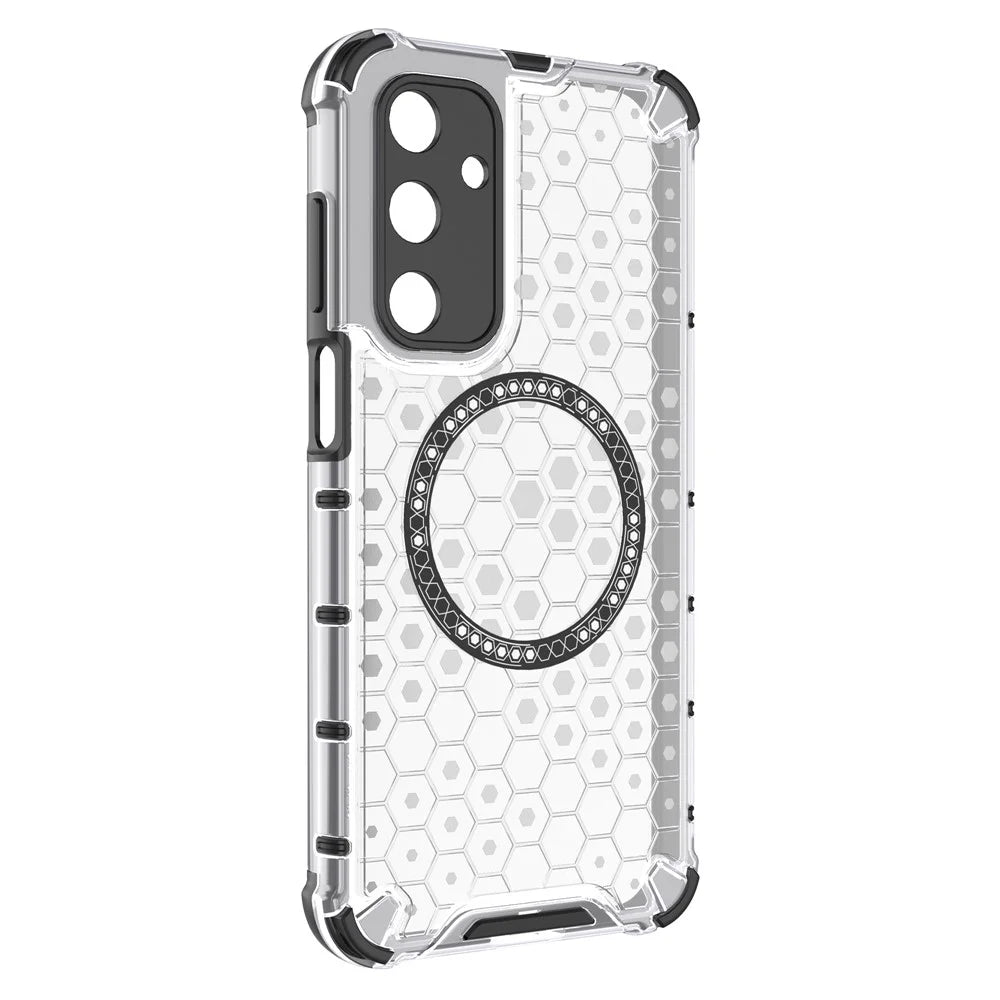 For Samsung Galaxy M35 5G Magnetic Case Honeycomb Design TPU+PC Phone Cover - Transparent - 3