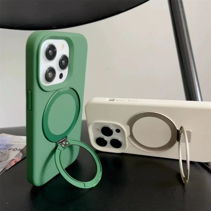 For iPhone 15 Pro Max Case Compatible with MagSafe Kickstand Liquid Silicone Phone Anti-Fingerprints - Army Green - 2