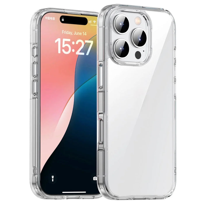 IPAKY For iPhone 16 Pro Clear Phone Case TPU + PC Slim Phone Back Cover - Transparent - 1