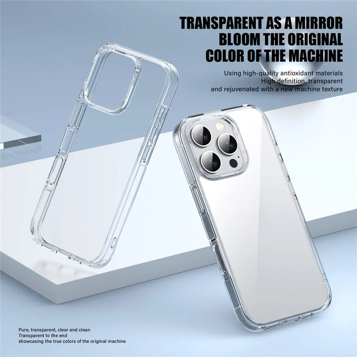 IPAKY For iPhone 16 Pro Clear Phone Case TPU + PC Slim Phone Back Cover - Transparent - 3