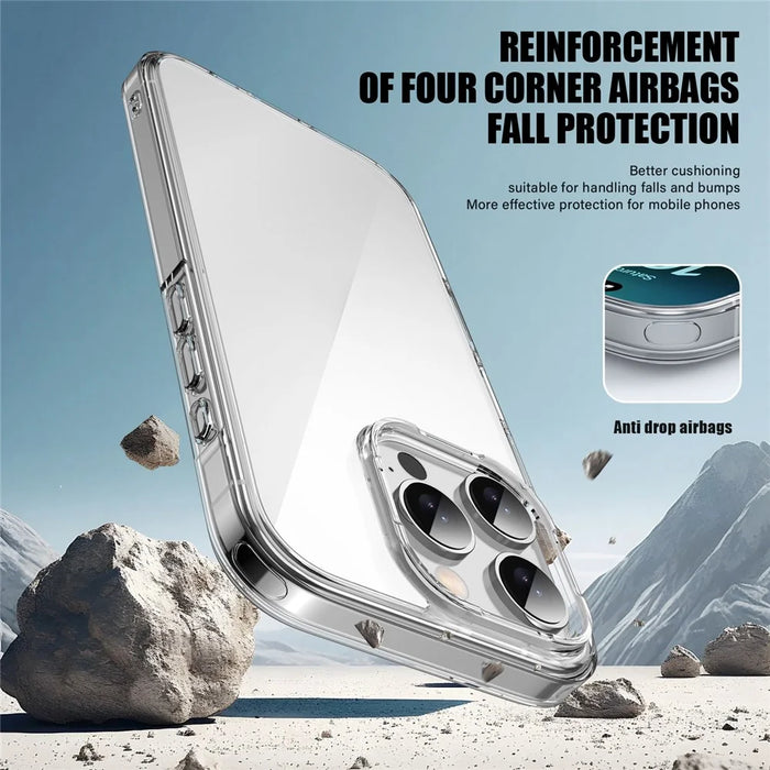 IPAKY For iPhone 16 Pro Clear Phone Case TPU + PC Slim Phone Back Cover - Transparent - 4