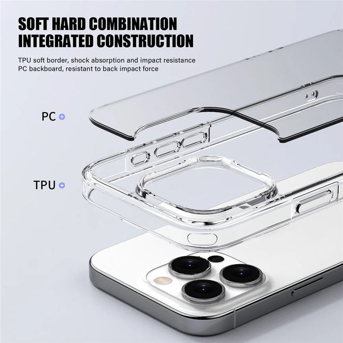 IPAKY For iPhone 16 Pro Clear Phone Case TPU + PC Slim Phone Back Cover - Transparent - 7