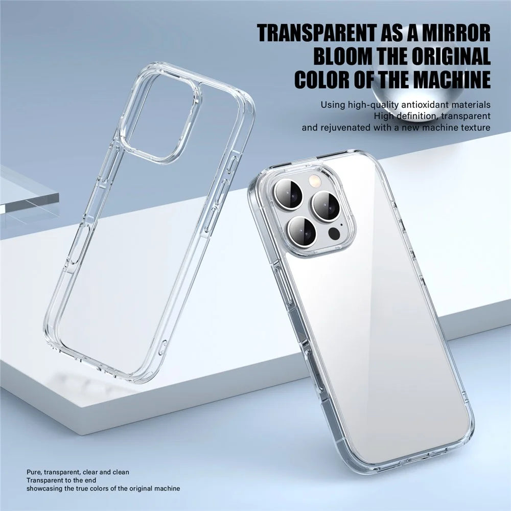 IPAKY For iPhone 16 Pro Max Clear Phone Case TPU + PC Slim Phone Back Cover - Transparent - 3