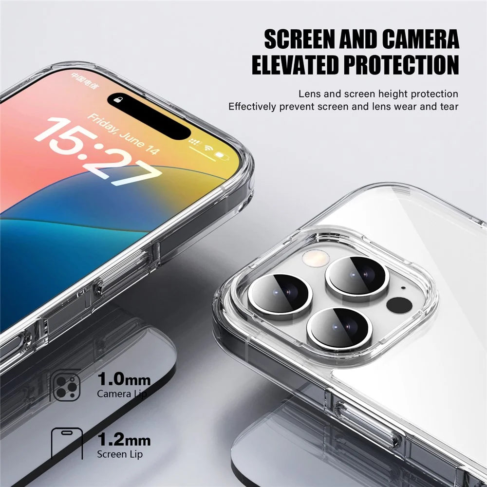 IPAKY For iPhone 16 Pro Max Clear Phone Case TPU + PC Slim Phone Back Cover - Transparent - 6