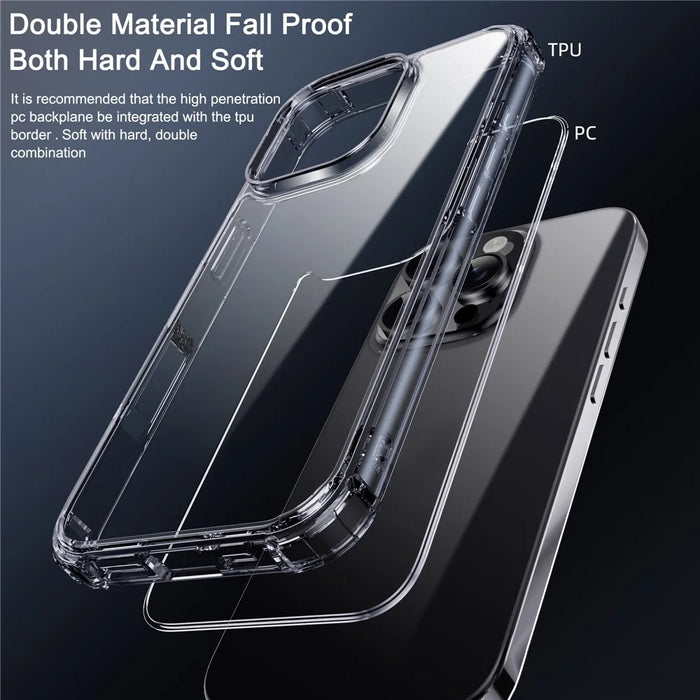 IPAKY For iPhone 16 Pro Clear Phone Case Four Corner Shockproof Slim Back Cover - 3