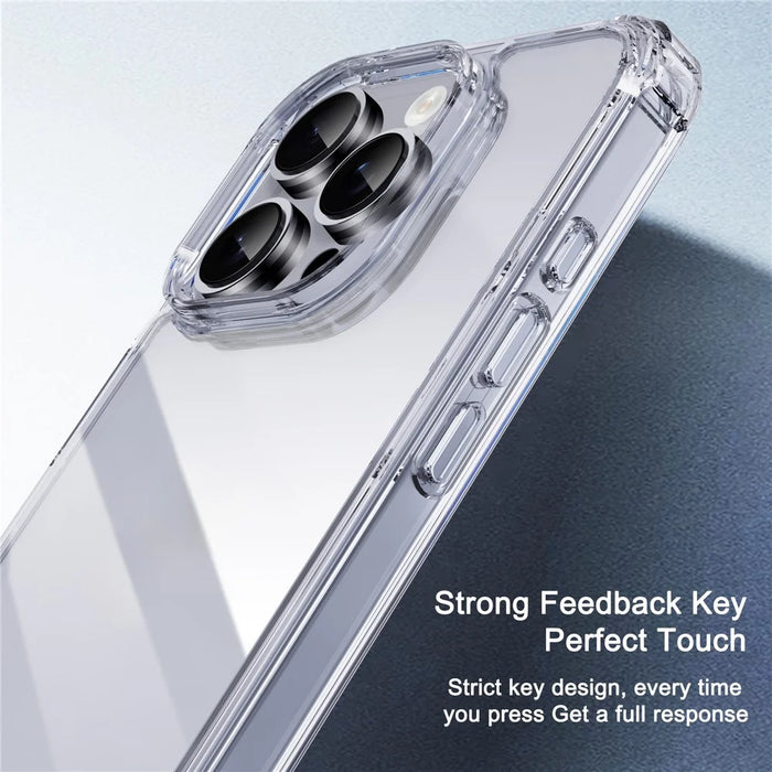 IPAKY For iPhone 16 Pro Clear Phone Case Four Corner Shockproof Slim Back Cover - 4