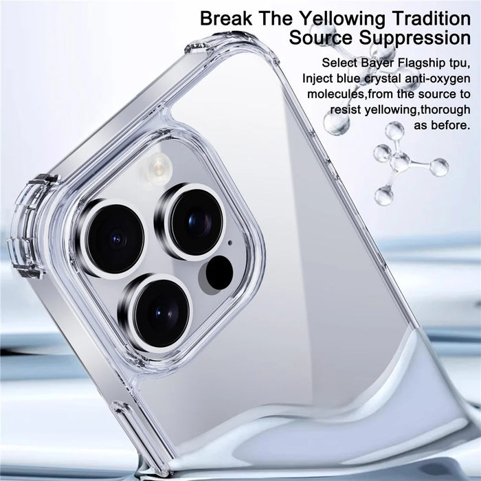 IPAKY For iPhone 16 Pro Clear Phone Case Four Corner Shockproof Slim Back Cover - 5