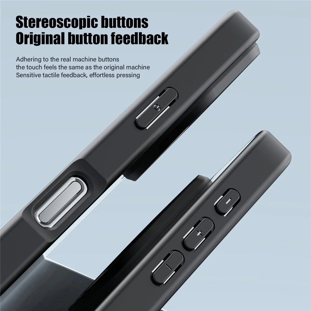 IPAKY For iPhone 16 Pro Clear Phone Case TPU + PC Anti-Fingerprint Back Cover - Black - 6
