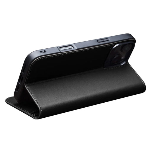 QIALINO For iPhone 16 Pro Max Wallet Case Stand Genuine Cow Leather Flip Phone Cover - Black - 2