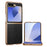 For Samsung Galaxy Z Flip7 FE 5G / Z Flip6 5G Case Litchi Texture Genuine Cow Leather+PC Phone Cover - Black - 1