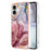 YB IMD Series-16 Style-E For iPhone 16 TPU Case Marble Pattern Electroplating Phone Cover - Rose Gold - 1