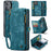 For iPhone 16 Phone Cases CASEME 008 Leather Cover with Detachable Wallet and Strap - Blue - 1