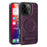 For iPhone 16 Pro Case Compatible with MagSafe with Folded Kickstand PC Silicone Leather Phone Back Cover  - Dark Purple - 2