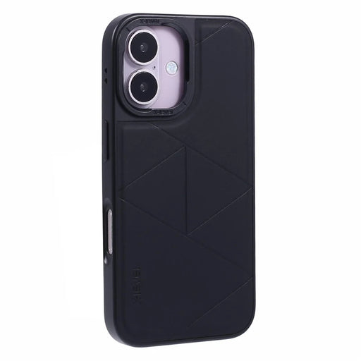 X-LEVEL For iPhone 16 Case Geometric PC+TPU+Leather Anti-Scratch Phone Cover - Black - 1