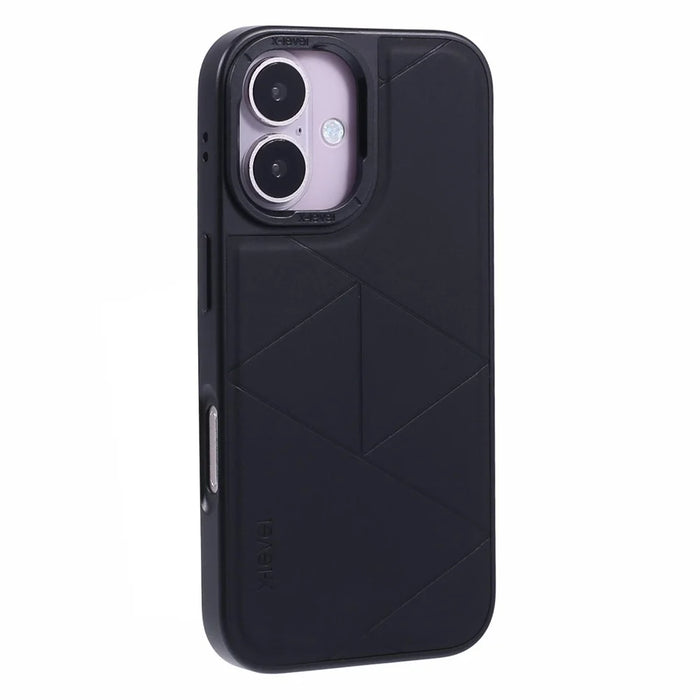 X-LEVEL For iPhone 16 Case Geometric PC+TPU+Leather Anti-Scratch Phone Cover - Black - 1