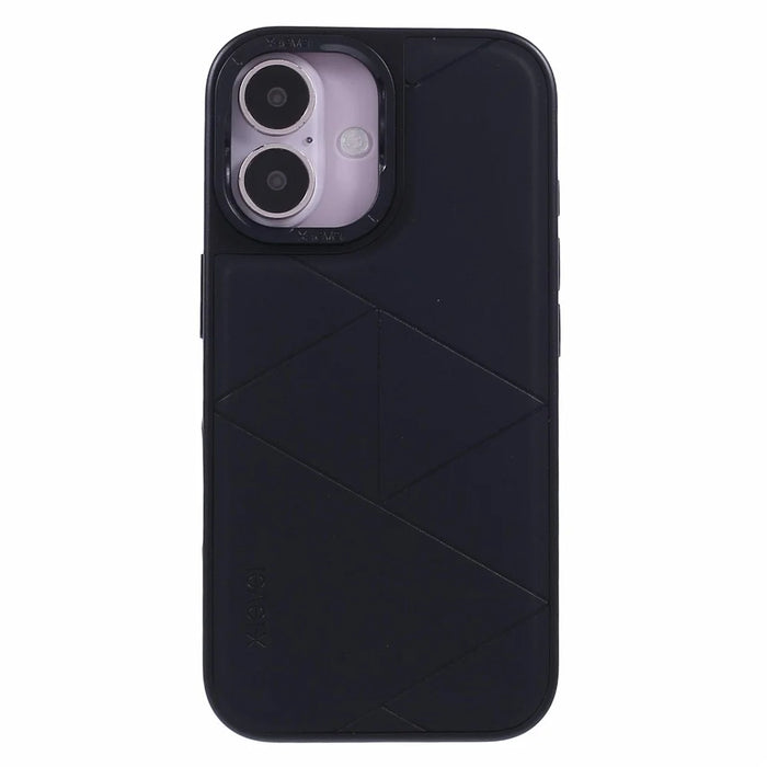 X-LEVEL For iPhone 16 Case Geometric PC+TPU+Leather Anti-Scratch Phone Cover - Black - 3