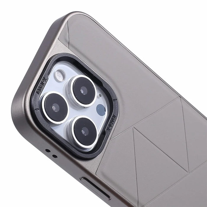 X-LEVEL For iPhone 16 Pro Case Geometric PC+TPU+Leather Anti-Scratch Phone Cover - Titanium Grey - 6