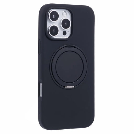 X-LEVEL For iPhone 16 Pro Case Compatible with MagSafe Rotatable Kickstand Liquid Silicone Phone Cover - Black - 1