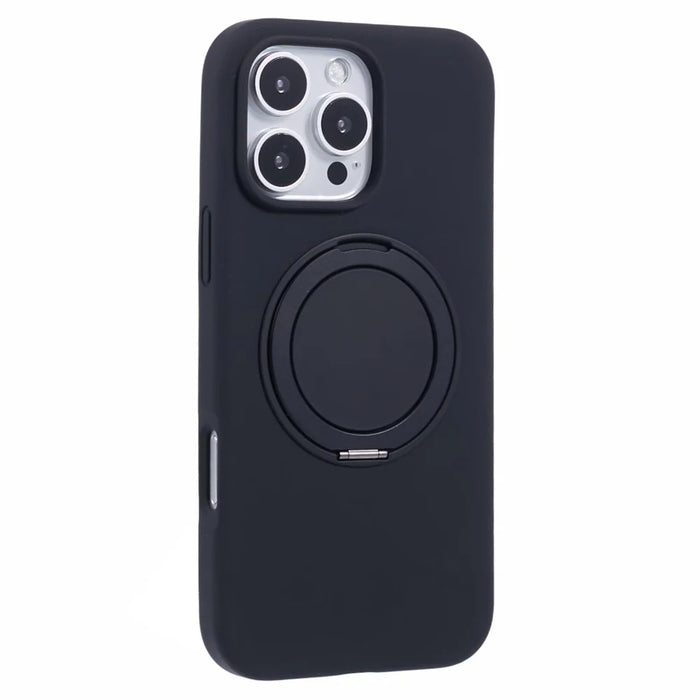 X-LEVEL For iPhone 16 Pro Case Compatible with MagSafe Rotatable Kickstand Liquid Silicone Phone Cover - Black - 1