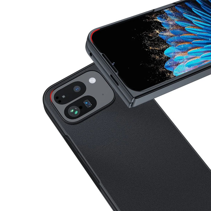 For Google Pixel 9 Pro Fold 5G Case PU Leather Coated PC Anti-Drop Folding Phone Cover - Black - 4