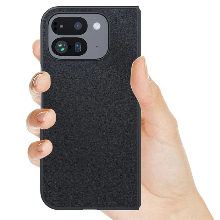 For Google Pixel 9 Pro Fold 5G Case PU Leather Coated PC Anti-Drop Folding Phone Cover - Black - 6