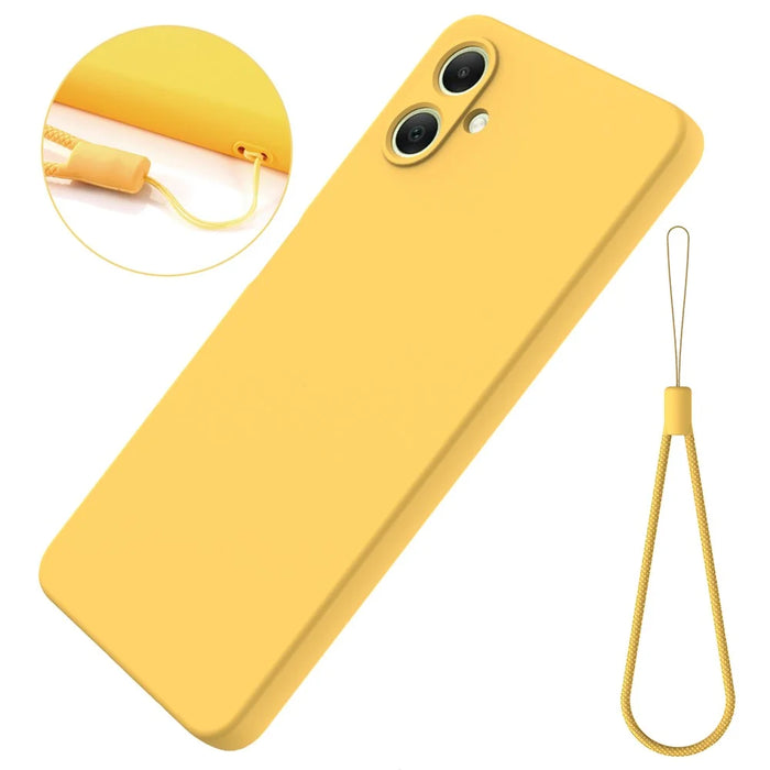 For Samsung Galaxy A06 4G Case Liquid Silicone Anti-Scratch Phone Cover with Hand Strap - Yellow - 2