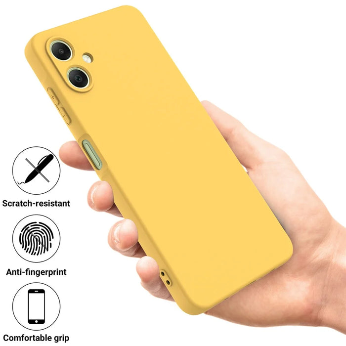 For Samsung Galaxy A06 4G Case Liquid Silicone Anti-Scratch Phone Cover with Hand Strap - Yellow - 3