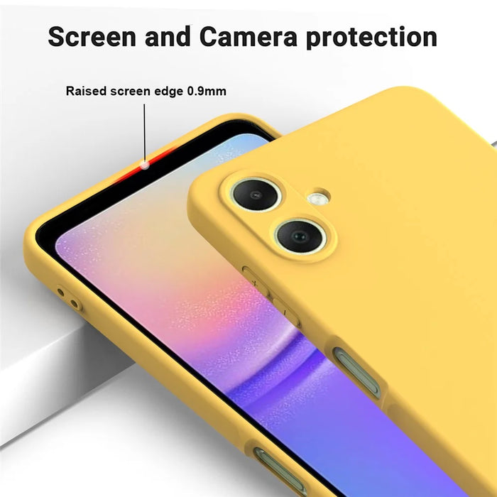For Samsung Galaxy A06 4G Case Liquid Silicone Anti-Scratch Phone Cover with Hand Strap - Yellow - 5