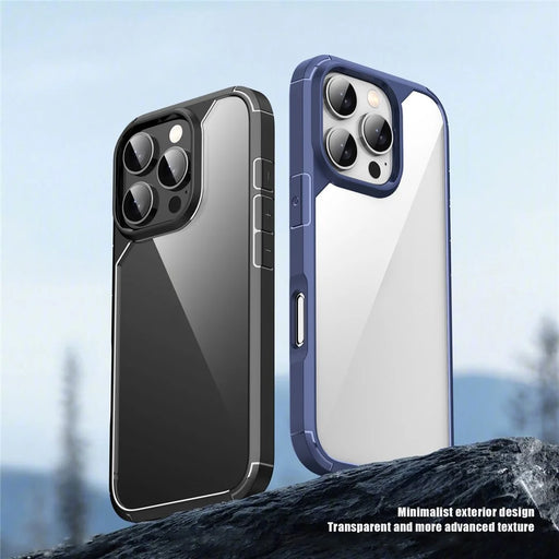 IPAKY For iPhone 16 Pro Case Shockproof PC+TPU Clear Back Phone Cover - Black - 2