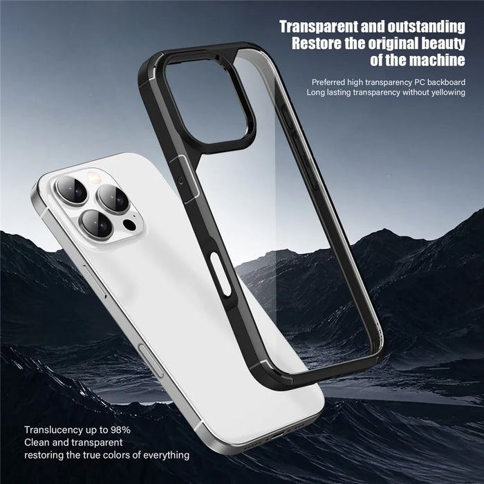 IPAKY For iPhone 16 Pro Case Shockproof PC+TPU Clear Back Phone Cover - Black - 3