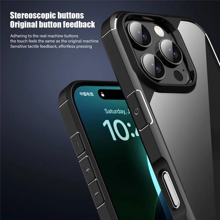 IPAKY For iPhone 16 Pro Case Shockproof PC+TPU Clear Back Phone Cover - Black - 6