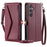 For Samsung Galaxy S24 FE Leather Case Wallet Stand Phone Cover with Straps - Wine Red - 1